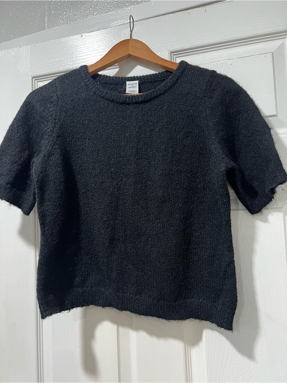 Melrose and Market Black Short-Sleeve Crew Neck Knit Top
